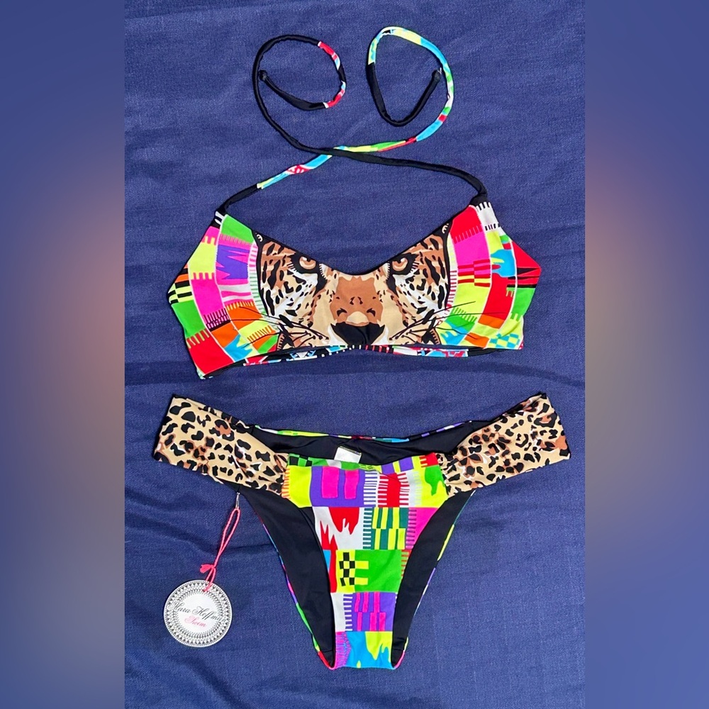 Mara Hoffman Geometric & Leopard Print Bikini Top and Bottom Set